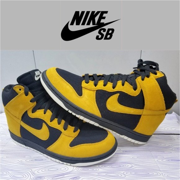 Nike Sb Dunk High Gold Dartblack Sail 